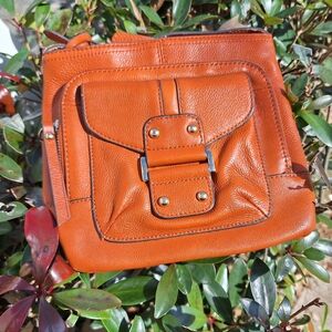 Franco Sarto Orange Leather Crossbody Purse
